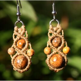 Boucles d'oreilles macramé jaspe paysage