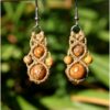 Boucles d'oreilles macramé jaspe paysage