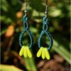 Boucles doreilles celtique macrame vert bleu