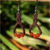 Boucles doreilles celtique macrame Cornaline