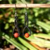 Boucles doreilles celtique macrame jaspe rouge noir