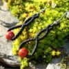 Boucles doreilles celtique macrame jaspe rouge