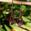 Boucles doreilles celtique macrame amethyste