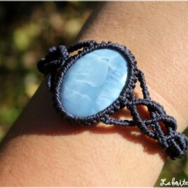 Bracelet macramé opale owyhee bleu