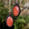 Collier duo macramé noir et jaspe rouge