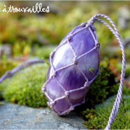 Collier filet macramé améthyste