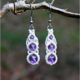 Boucles d'oreilles macramé améthyste