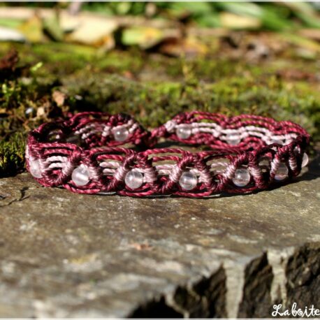 Bracelet zig zag quartz rose