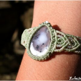 Bracelet macrame "magie verte" agate dendritique